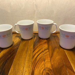 Corelle by Corning Apricot Grove D-Handle Coffee Mugs/Cups - set of 4 .